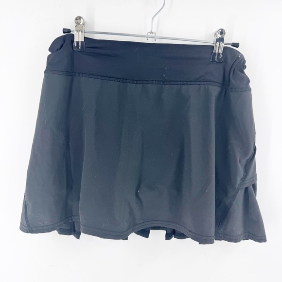 ✅ Lululemon Pace Setter Skirt Skort Black Ruffle Size 6 Reg TENNIS GOLF ATHLETIC - Picture 1 of 6